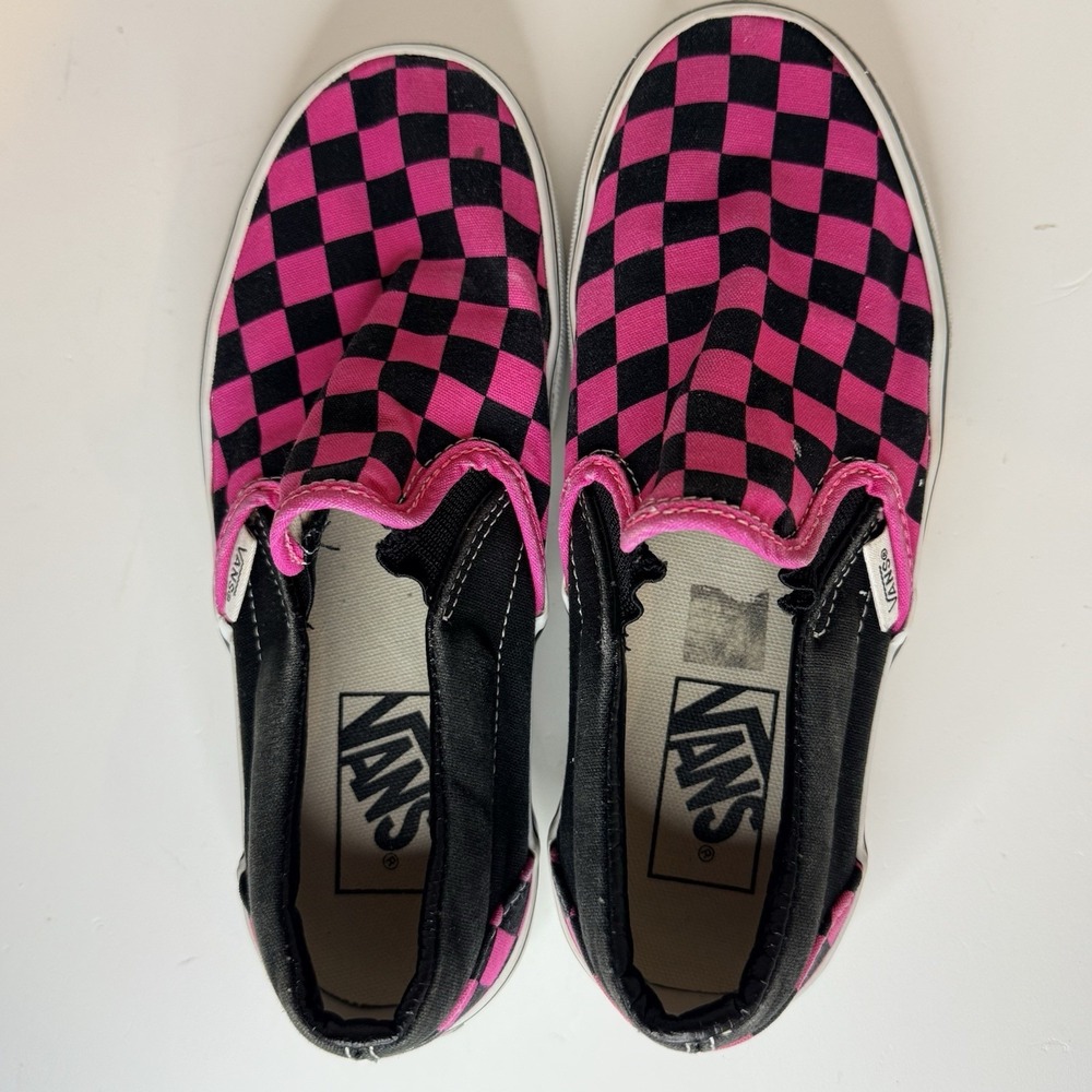 VANS Classic Slip On Checkerboard Black Pink Kids Size 4 Women 5.5 Magenta Skate - Picture 10 of 14